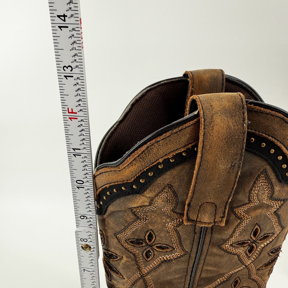 Laredo 5844 Womens Bouquet Square Toe Western Boot Honey Leather Studded 8 M - Picture 13 of 16